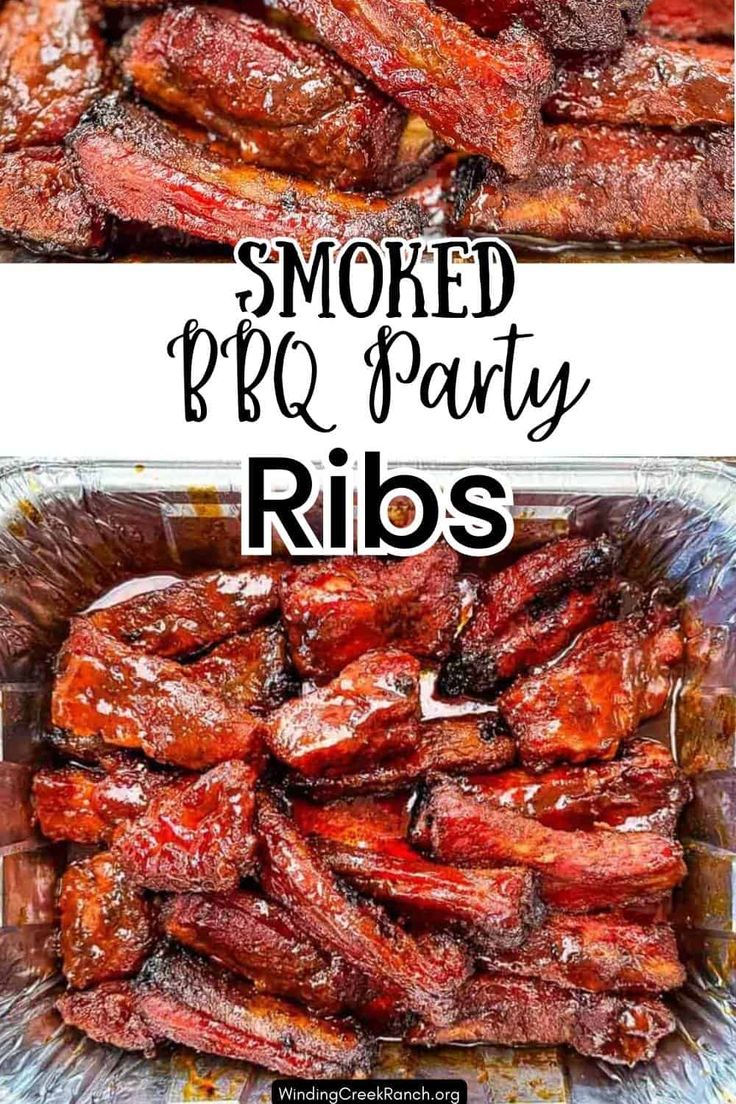 smoked bbq party ribs in a plastic container