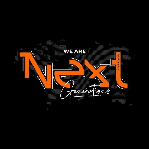 an orange and black logo with the words next generation on it's left side