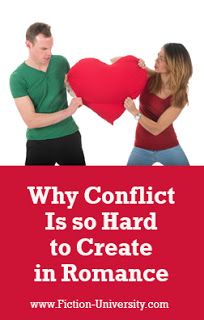 two people holding a heart with the text why conflict is so hard to create in romance