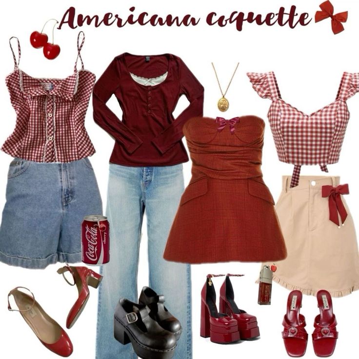 Classy American Outfits, Outfit Lookbook Aesthetic, Outfit Inspo Valentines Day, American Girl Style Outfits, Americana Outfits For Women, Movie Fits Ideas, Old Americana Outfits, Coquette Vintage Outfits, American Coquette Outfits