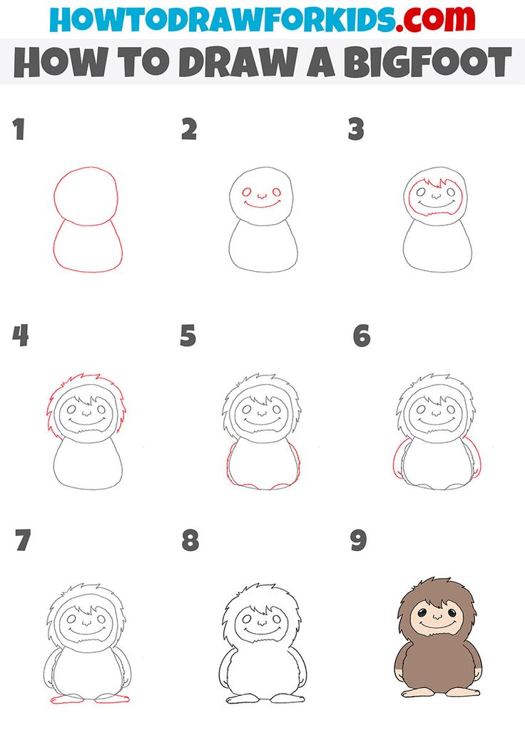 how to draw a bigfoot step by step instructions for kids with pictures on it