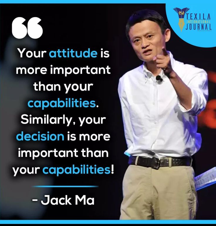 a man standing in front of a microphone with a quote from jack ma on it