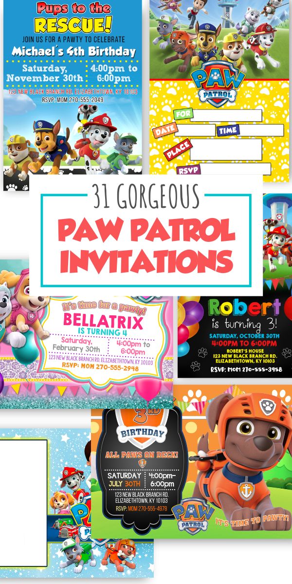 paw patrol birthday party printables