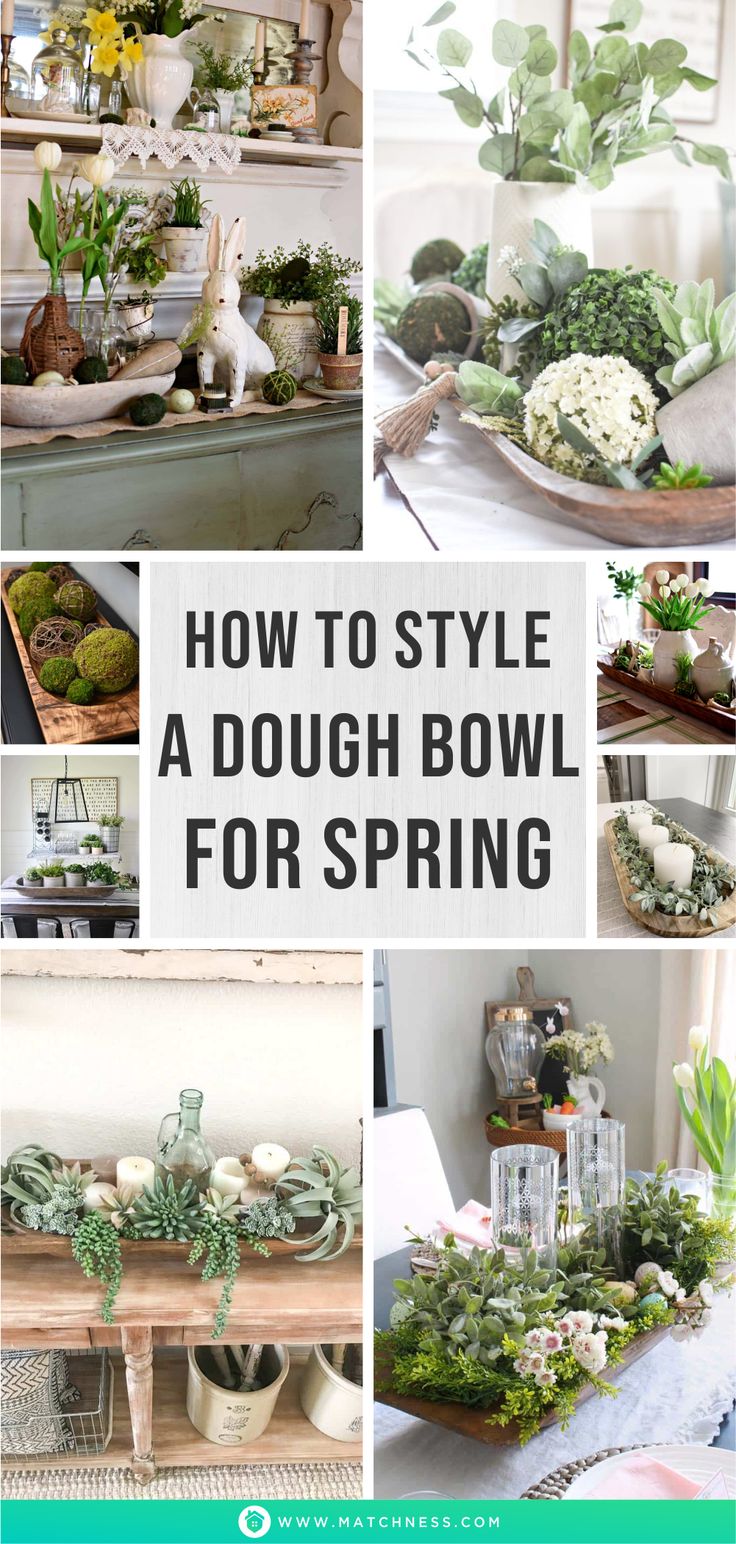 how to style a dough bowl for spring with succulents and other plants