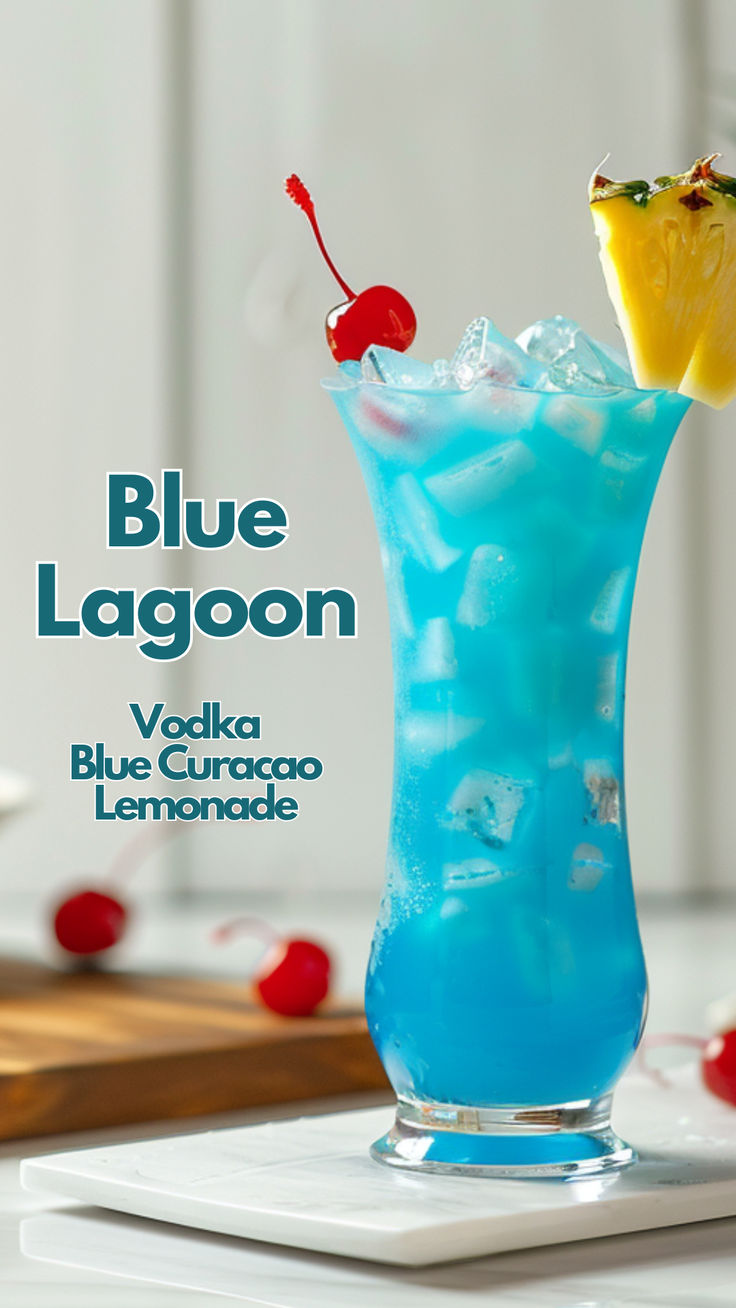 Blue Lagoon Blue Curacao Lemonade Drinks, Blue Halloween Drinks Alcohol, Blue Lemonade Cocktail, Teal Drinks Cocktails, Blue Sourpuss Drinks, Blue Vodka Drinks, Blue Curacao Drinks Easy, Blue Caraco Drinks Cocktail Recipes, Vodka And Blue Curacao Drinks