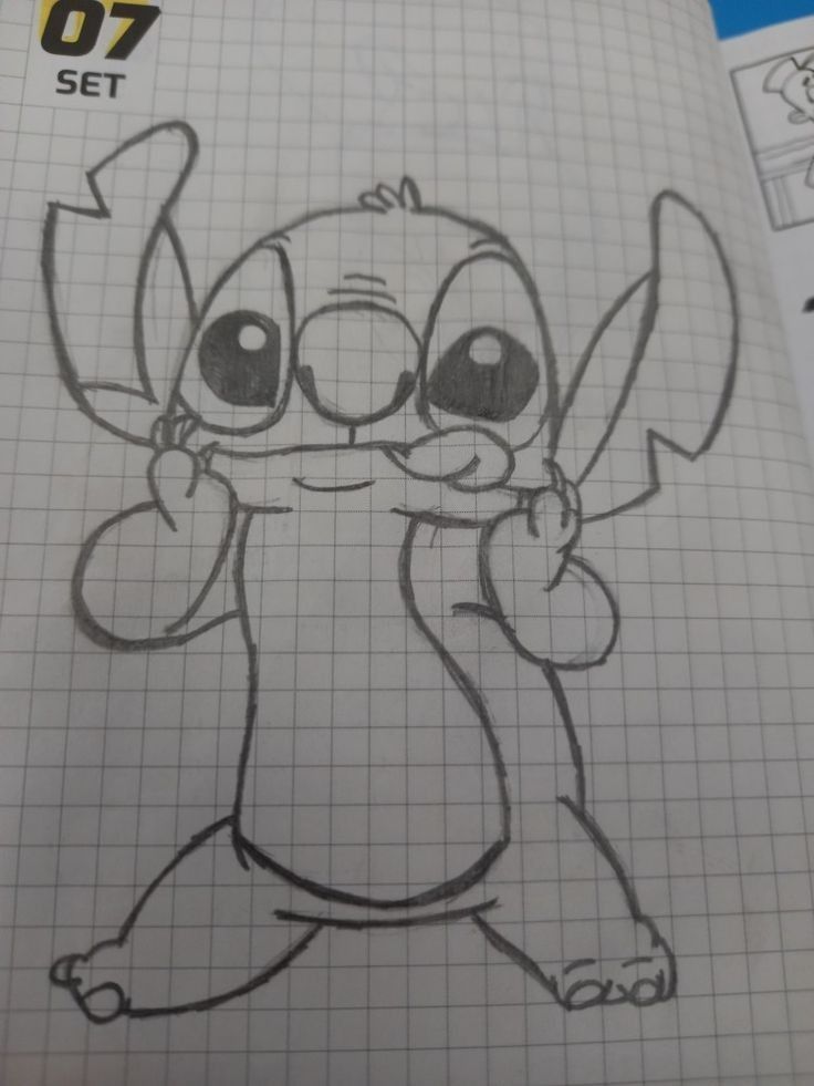 a drawing of a cartoon character in the style of an elephant with big eyes and ears