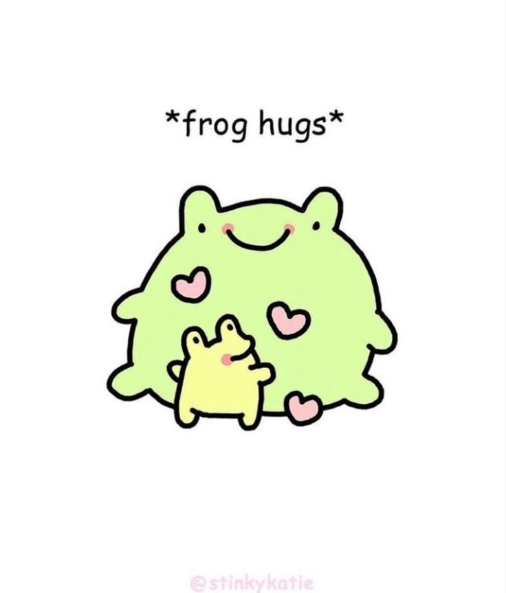 a drawing of a frog hugging its baby