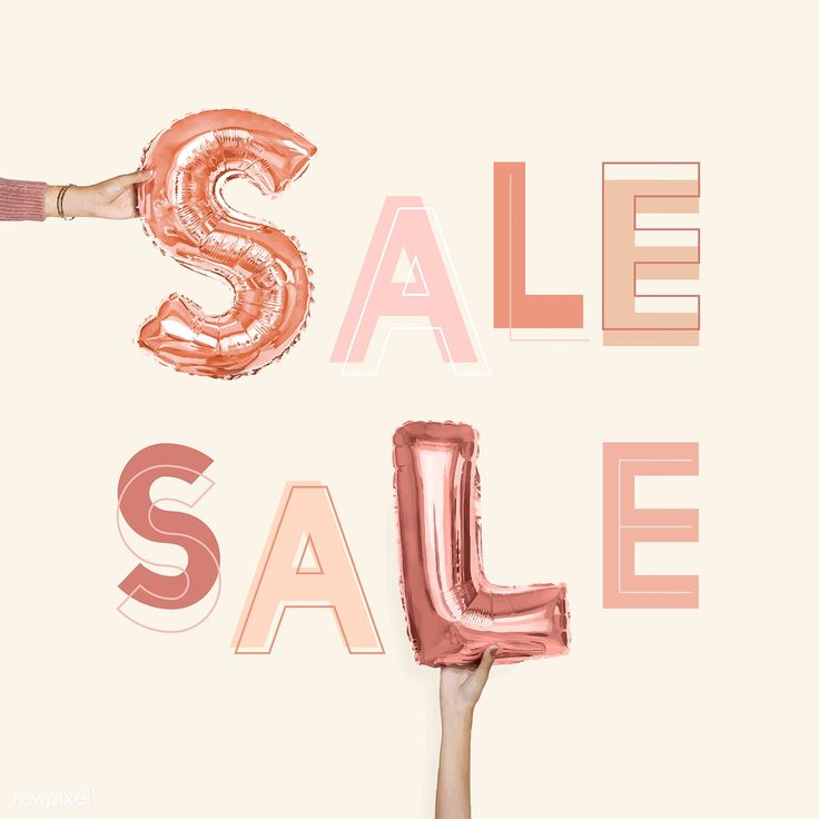 two hands holding up pink foil balloons that say sale