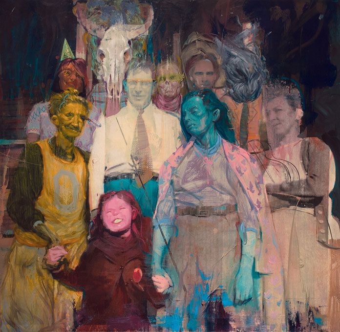 an image of a group of people painted in different colors