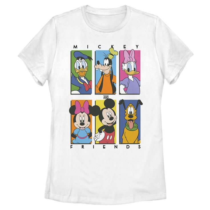 Who knew that dressing "mousey" could be so cute!? Celebrate Walt Disney's most iconic character with this officially licensed Disney Mickey Mouse and Friends Colorful Character Panels Women's Graphic T-Shirt. This adorable tee features a graphic of six colorful panels with Donald Duck, Goofy, Daisy Duck, Minnie Mouse, Mickey Mouse, and Pluto smiling across the front. Add this tee to your Disney collection for the perfect style on your next trip to Disneyland! Mickey Mouse And Pluto, Disney Aladdin, Graphic Tee Design, Mickey Mouse And Friends, Mickey And Friends, Graphic Tees Women, Disney Mickey Mouse, Tee Design, Disney Mickey