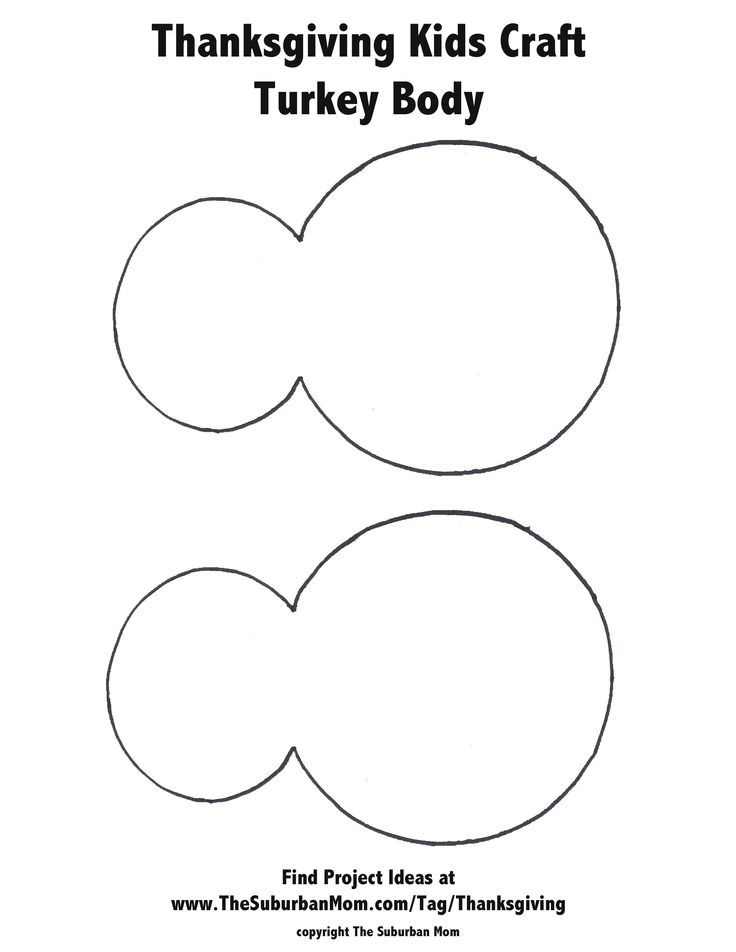 the thanksgiving kids craft turkey body is shown in black and white, with two circles cut out