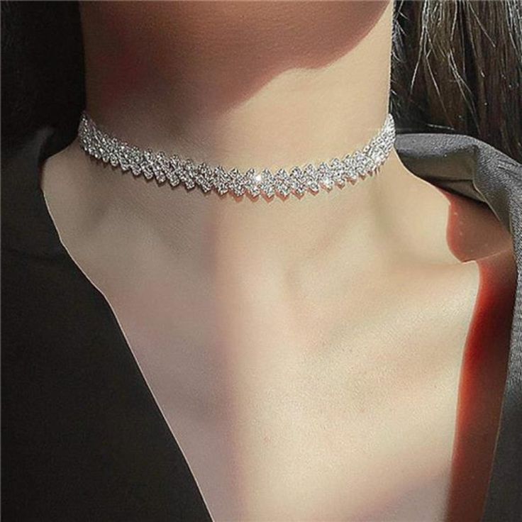 Women Choker Necklace Is Made Of High-Quality Alloy And Rhinestones.Fine Diamond-Inlaid Technology And High-Quality Environmental Protection Plating Are Applied To Ensure Rhinestones Keep Shiny For A Long Time.Chic Design Of This Rhinestone Women Choker Necklace Help You To Be So Eye-Catching In The Crowd. Rhinestone Necklace Short Is Adjustable With Extension Chain,Which Makes It Possible For You To Have A Right Fit.Free Size For Every Women And Girls. Silver Diamond Chain Necklace Not Only Has Unique Design,But Also Easy To Match With Different Outfits. Every Teen Girls Worth Having This Beautiful Rhinestone Necklace To Show Girls' Beauty And Charm. Choker Rhinestone Neckla Aesthetic Boarders, Boarders Designs, Diamond Chain Necklace, Women Choker Necklace, Prom Accessories, Silver Diamond Necklace, Rhinestone Choker Necklace, Fashion Minimalist, Prom Ideas