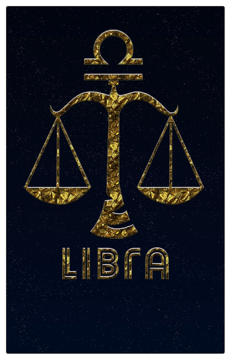 the libra symbol is shown in gold on a black background