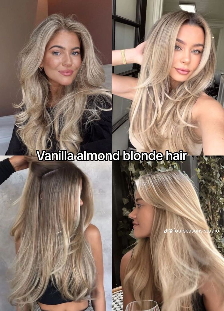 Vanilla Almond Blonde, Almond Blonde Hair, Almond Blonde, Blonde Hair Tips, Different Hair Lengths, Soft Blonde Hair, Color Seasons, Summer Blonde Hair, Neutral Blonde