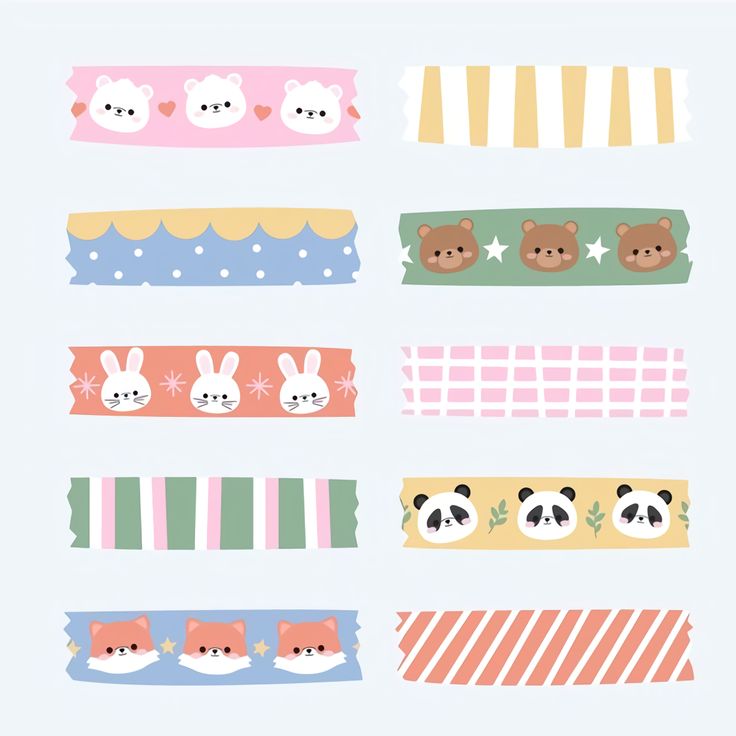 various types of washi tapes with animals on them