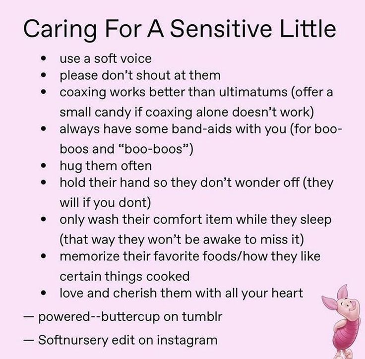 a pink poster with the words caring for a sensitive little