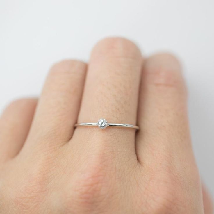 Aquamarine solitaire ring 14k white gold rose gold yellow | Etsy Everyday Diamond White Ring Jewelry, Minimalist Cubic Zirconia Round Band Jewelry, Simple Sterling Silver Diamond Ring For Anniversary, Adjustable Minimalist Diamond White Diamond Ring, Minimalist Diamond White Ring Jewelry, Everyday 14k Gold Birthstone Ring With Diamond, Elegant Everyday Stackable Rings With Bezel Setting, Minimalist Cubic Zirconia Jewelry, Adjustable Minimalist Diamond White Ring