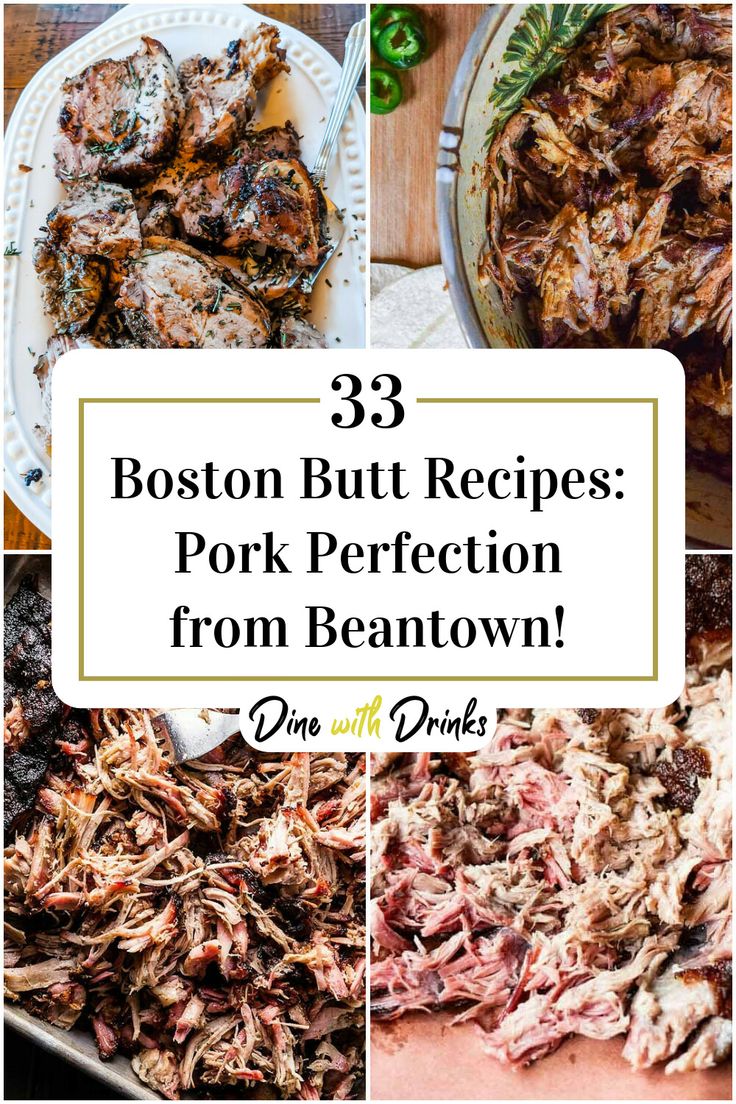 Collage of 4 boston butt recipes. Boston Button Recipes Slow Cooker, How To Cook Pork Butts In Oven, Boston Button Roast Recipes Cooking Oven, Boston Button Pork Roast Recipes Cooking, Boston Button Recipes Oven, Boston Button Recipes, Boston Button Recipes Crockpot, Venison Dishes, Country Ribs Recipe