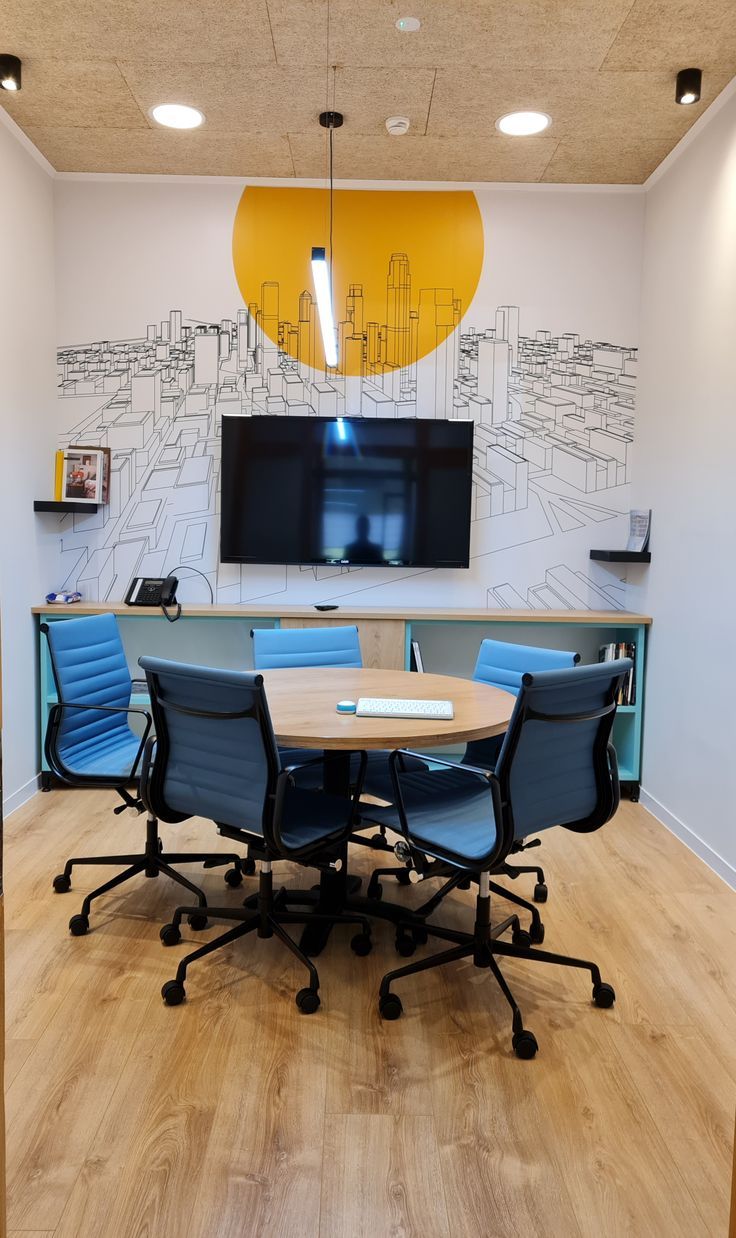 Small Metting room interior design. part of a ll concept of engineers Companyץ Meeting Room Design Office, Architect Office Interior, Office Layout Plan, Ruangan Studio, Aesthetic Work Desk, Vibey Apartment, Bedroom Area Rugs, Small Office Design Interior, Coworking Space Design