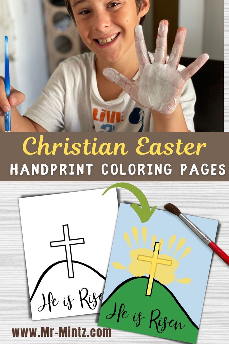 This He Is Risen Easter printable handprint art craft is perfect is an easy personalized gift for family! Celebrate Jesus this Easter with your little one with these super fun and faith-filled Handprint Art crafts! Preschool Easter Crafts Christian, Preschool Easter Crafts, Coloring Pages Christian, Easter Handprint Art, Easter Handprint Crafts, Easter Handprint, Easter Religious Crafts, Easy Personalized Gifts, Fingerprint Crafts