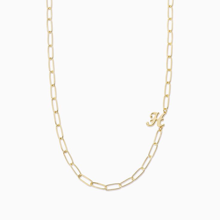 Want a letter necklace that makes styling easier than ever before? Meet our Cursive Initial Necklace. Coming in silver and gold, this initial necklace features a large link chain and a cursive letter. For a necklace stack our stylists love, pair this letter and chain necklace with our Soft Touch Lariat Necklace, Ready to Mingle 2.0 Necklace, and Teardrop Pendant Necklace. Trendy Initial Pendant Paperclip Chain, Trendy Initial Pendant Paperclip Chain Jewelry, Classic Chain Necklace With Initial Pendant, Trendy Jewelry With Paperclip Chain And Initial Pendant, Trendy Paperclip Chain Jewelry With Initial Pendant, Elegant Everyday Initial Necklace With Paperclip Chain, Classic Initial Pendant Necklace With Chain, Elegant Initial Pendant Necklace With Paperclip Chain, Everyday Initial Necklace With Paperclip Chain