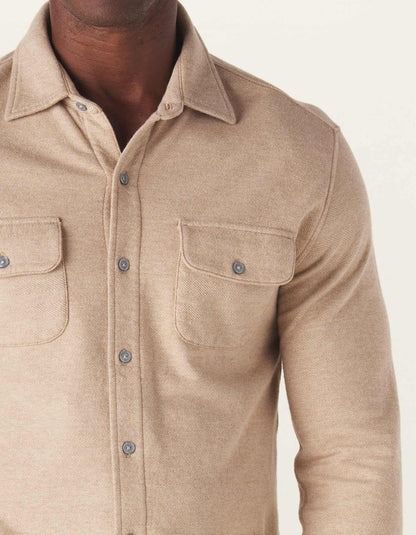 Textured Knit Shirt in Tan – The Normal Brand Classic Crew Neck Henley With Button Closure, Classic Henley With Button Closure, Cotton Henley T-shirt With Buttons, Cotton Henley Neckline T-shirt With Buttons, Relaxed Fit Henley T-shirt With Button Closure, Textured Knit, Herringbone Pattern, Knit Shirt, Texture