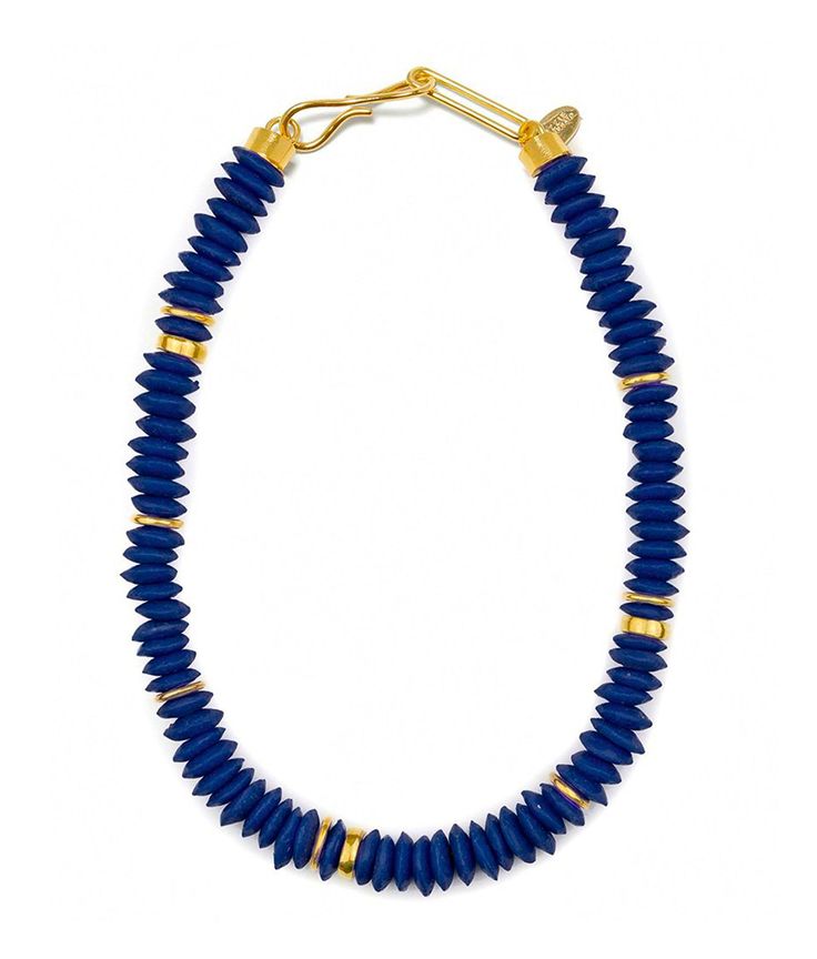 Say hello to the Laguna Necklace, our best-selling, consciously crafted statement piece strung with recycled glass beads. These unique, ethically-sourced Ashanti beads come from Ghana, Africa and are created using the same traditional methods employed by craftspeople for over 1000 years. For every purchase of the Laguna Necklace in Sky Blue, we're donating 15% to the Environmental Defense Fund to support the preservation of our environment and natural resources. Recycled glass beads, gold-plated Lizzie Fortunato Necklace, Multi Necklace, 1000 Years, Lizzie Fortunato, Recycled Glass Bead, Latest Colour, Jennifer Fisher, Light Turquoise, Natural Resources