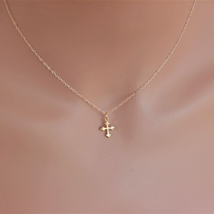 Cross Pendant Necklace Woman, Tiny Cross Necklace, Cross Necklace Women, Real Gold Chains, Jewelry Cross, South San Francisco, Necklace Cross, Gold Cross Necklace, Gold Cross Pendant