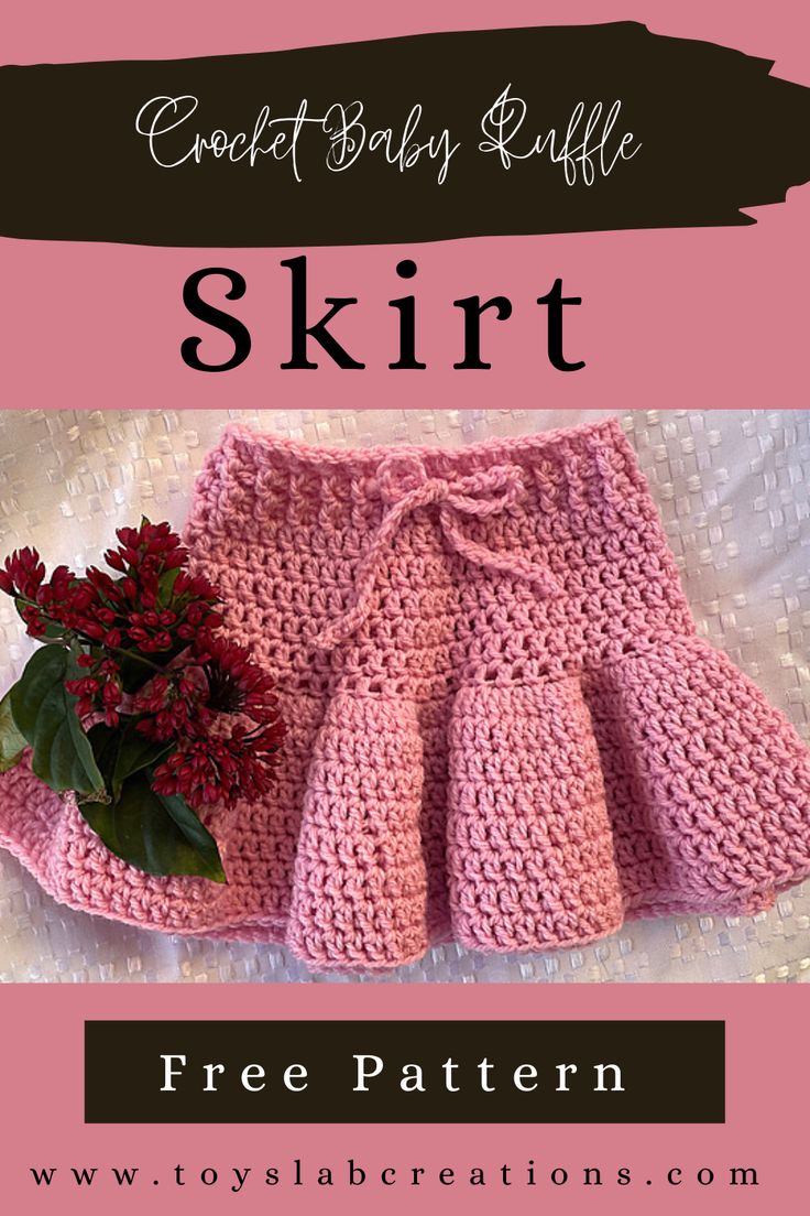 a crocheted skirt with flowers on it and the text, free pattern is in english