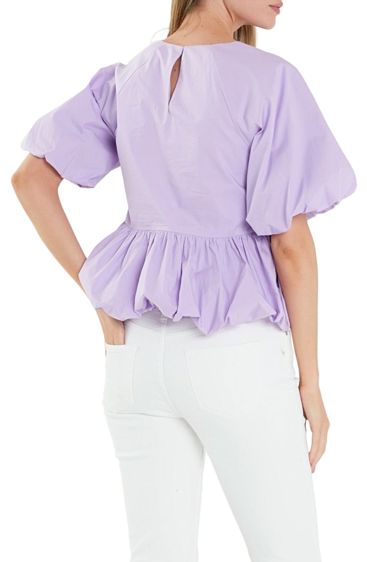 Delightful puff sleeves frame this charming peplum top crafted from crisp poplin. Jewel neck Short sleeves Cotton lining 100% cotton Hand wash, dry flat Imported Poplin Top, Top Crafts, Blue Fits, Fragrance Design, Jewel Neck, Blouse Pattern, Sam Edelman Shoes, Styling Tools, Bold Fashion