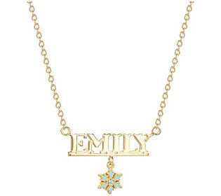 Let it go, let it go! Let this dangling aqua snowflake charm be the frosty touch to your personalized nameplate necklace. From Disney. Personalized Nameplate Necklace, Nameplate Necklace, Let It Go, Personalized Necklace, Disney Frozen, Name Plate, Frozen, Gold Necklace, Jewelry Necklaces