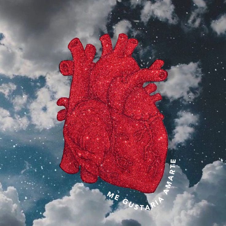 an image of a red heart in the sky