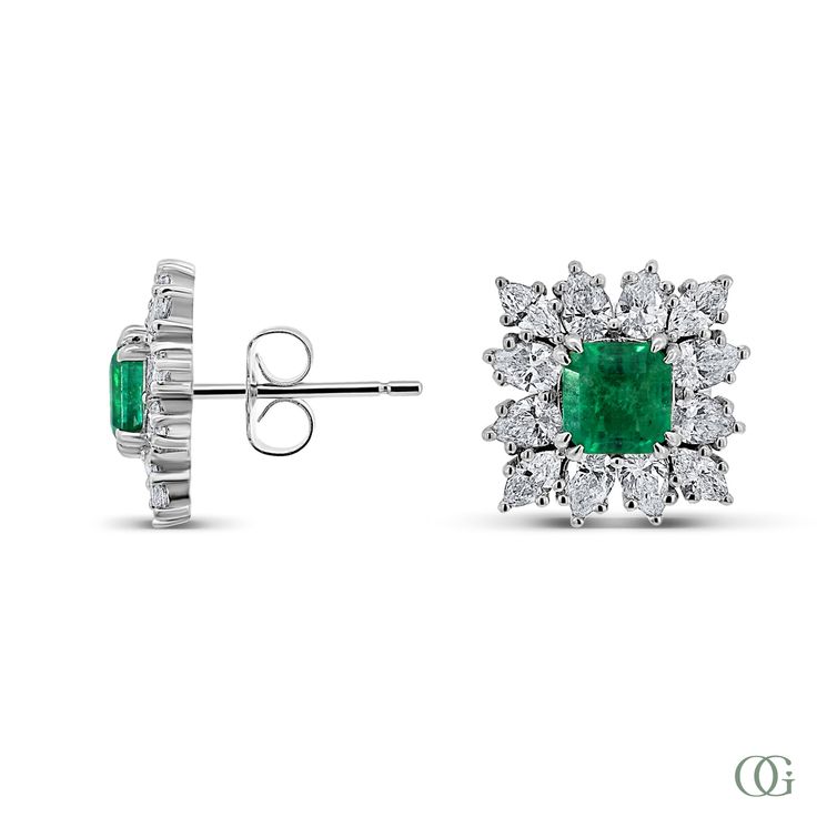 Expertly crafted with stunning emerald stones, these earrings are the epitome of elegance. The vibrant green color complements any outfit, while the high-quality materials ensure long-lasting wear. Add a touch of sophistication to your look with these timeless earrings. Green Diamond Earrings With 17 Jewels For Formal Events, Green Diamond Earrings With 17 Jewels For Formal Occasions, Luxury Green Diamond Earrings With Prong Setting, Luxury Green Emerald Diamond Earrings, Formal Green Gemstone Diamond Earrings, Emerald Diamond Earrings For Formal Occasions, Formal Green Diamond Gemstone Earrings, Formal Emerald Earrings With Prong Setting, Green Diamond Earrings For Evening