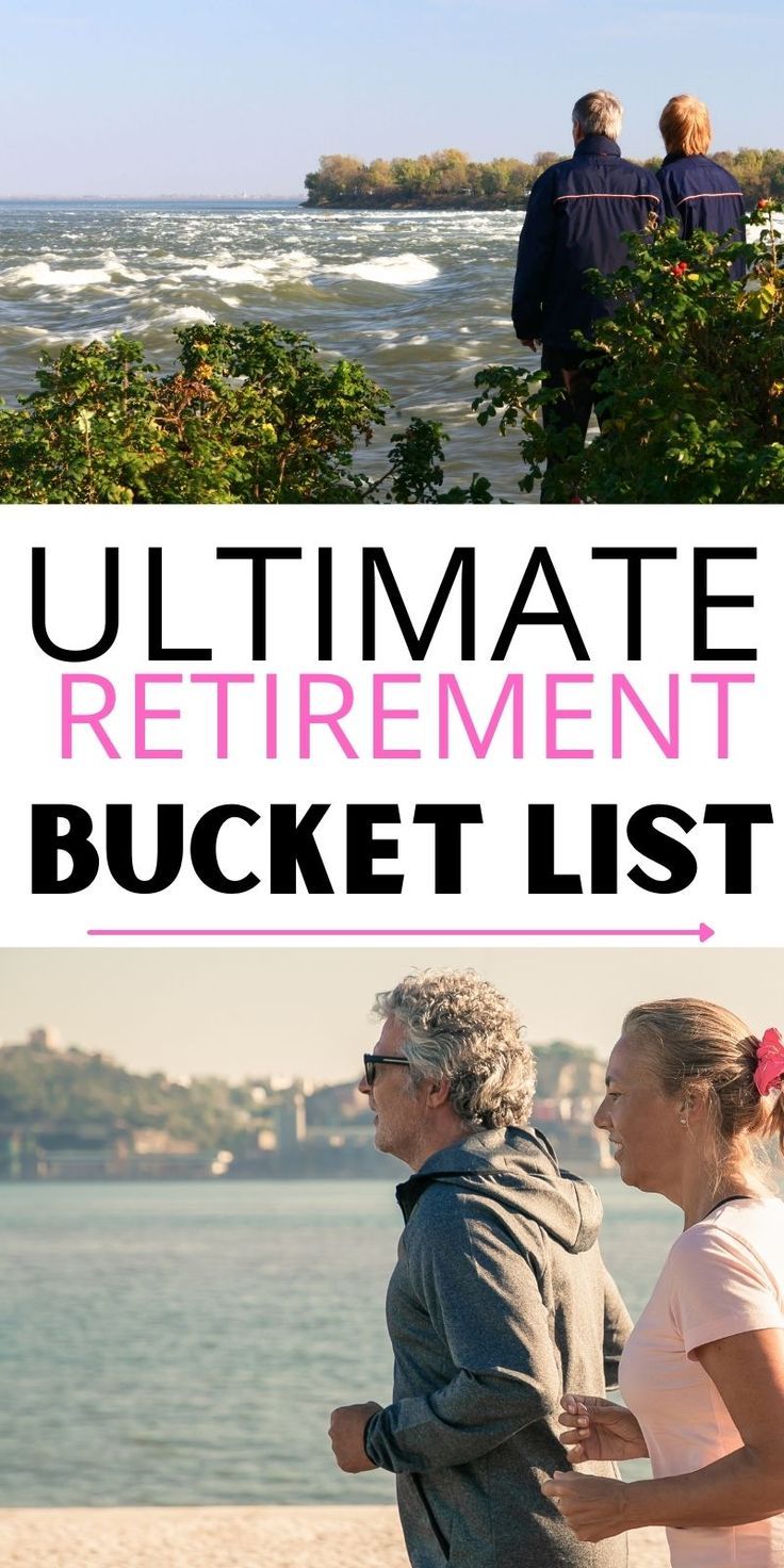 an older couple walking along the beach with text overlay that reads ultimate retirement bucket list