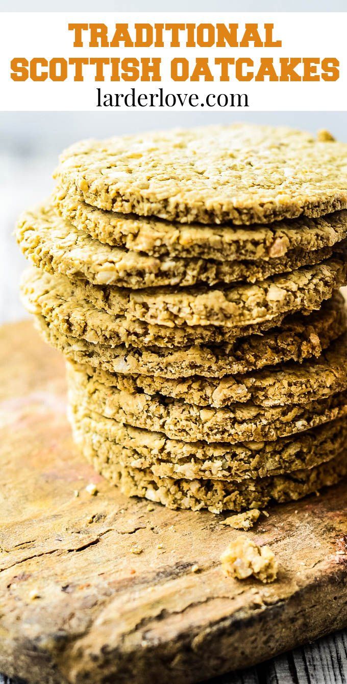 stack of traditional scottish oatcakes on a cutting board