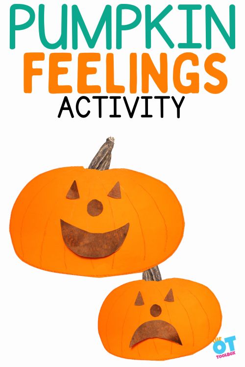 two pumpkins with the words pumpkin feelings activity on them and an image of jack - o'- lantern faces