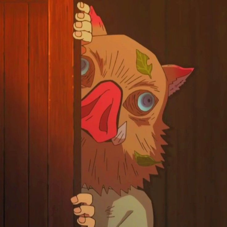 a cartoon character is peeking out from behind a door