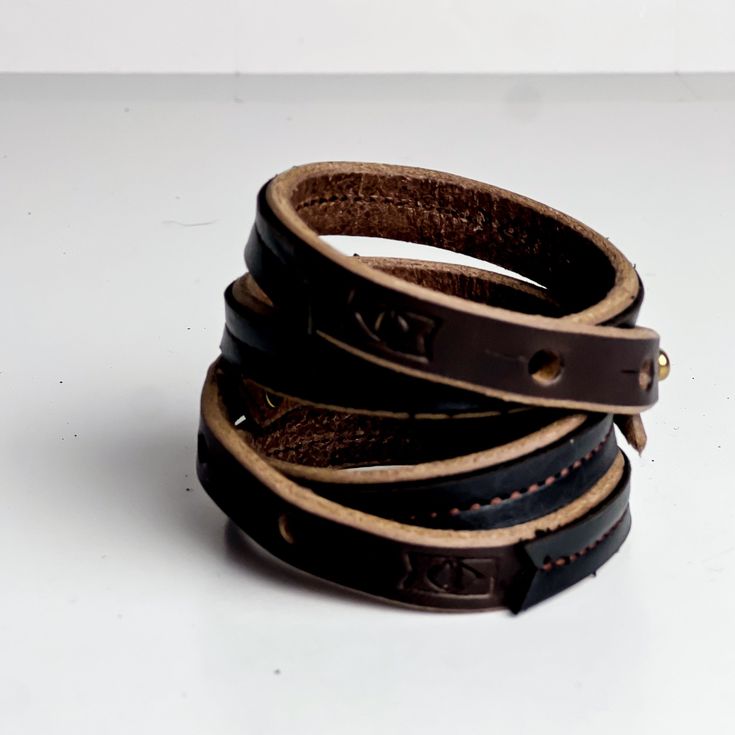 Everyday Wrap Bracelet | Black Brown Leather Bracelet Fashion Accessory, Leather Bracelet With Waxed Finish For Everyday Use, Leather Double Band Bracelet With Leather Strap, Everyday Braided Leather Bracelet, Adjustable Leather Bracelet As Fashion Accessory, Brown Leather Cuff Bracelet For Everyday, Everyday Handmade Leather Bracelet, Everyday Brown Leather Cuff Bracelet, Handmade Adjustable Leather Wrap Bracelet