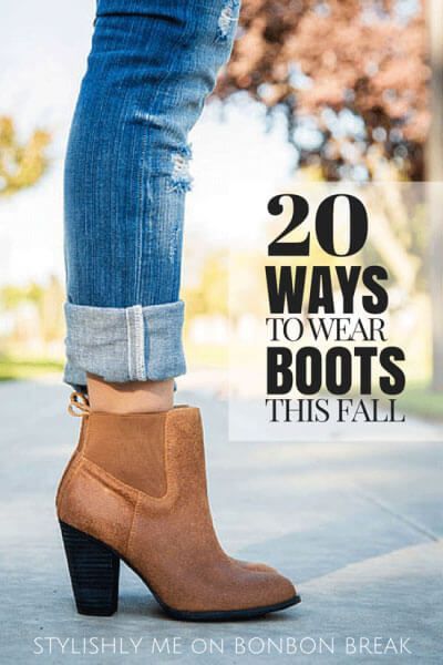 20 Ways to Wear Boots this Fall and Winter. We know that boots are the must have fashion item. Whether they are tall, heeled, ankle, cowboy, combat or riding boots - we've got you covered. Low Boots Outfit How To Wear, Tan Ankle Boots Outfit, Mode Shoes, Rolled Up Jeans, Mode Tips, Tan Ankle Boots, Cute Boots, Looks Style, Mode Inspiration