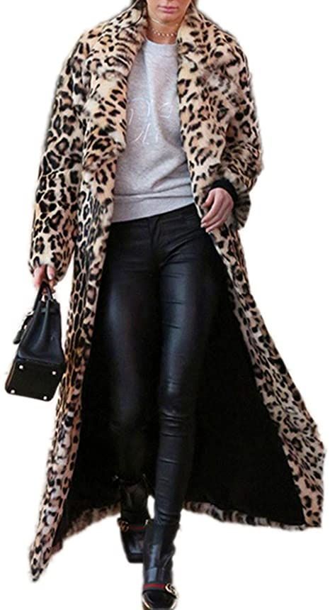 DJBM Women's Sexy Elegant Vintage Leopard Print Lapel Faux Fur Long Maxi Coat Jacket Cheap Faux Fur Outerwear, Women's Plus Size Fury Coats, Luxury Long Sleeve Fur Coat For Formal Occasions, Luxury Fur Coat With Fleece Lining For Cold Weather, Mob Wife Aesthetic, Short Faux Fur Coat, Wife Aesthetic, Long Faux Fur Coat, Vintage Leopard