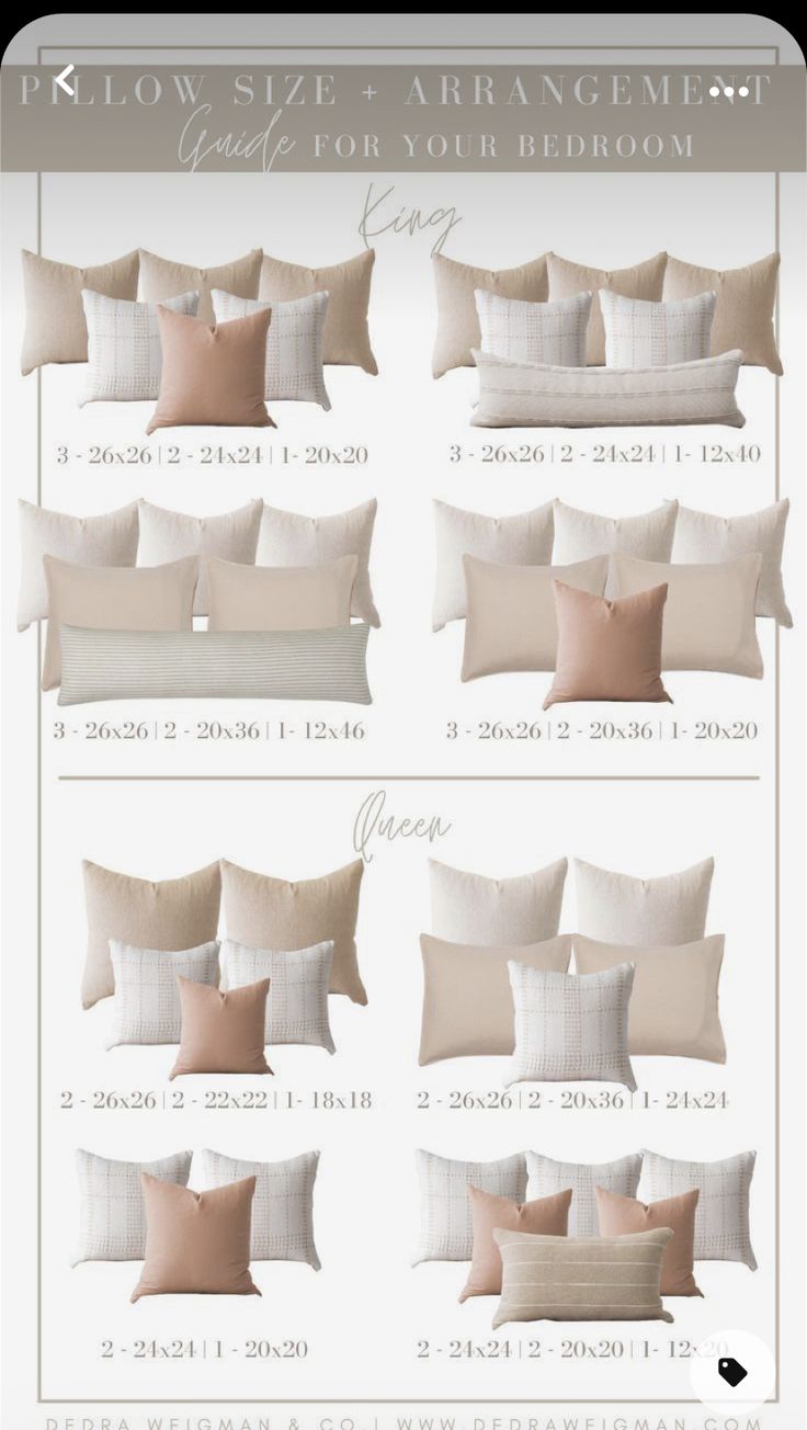 the pillow sizes and arrangement guide for your bed