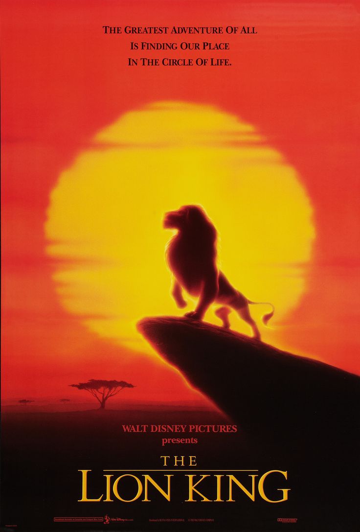 the lion king movie poster with an image of a lion sitting on top of a rock