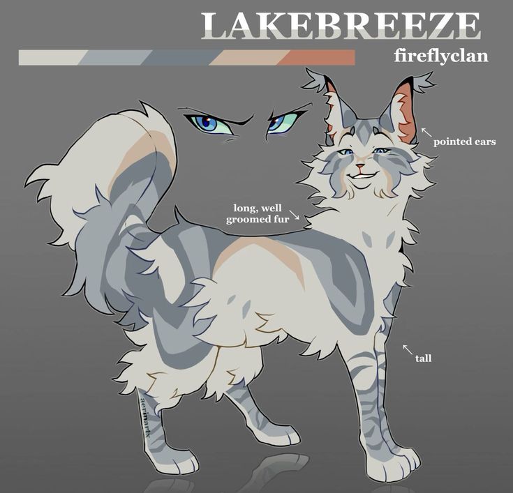 a drawing of a cat with blue eyes and the words lakebreezed on it