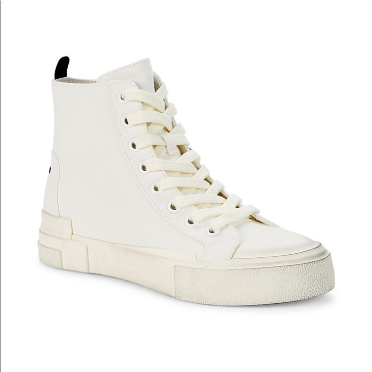 Nwt Never Worn Spring High-top Sneakers With Speckled Midsole, Sporty Off-white Lace-up Sneakers, Off White Round Toe Sneakers With Rubber Sole, Sporty Lace-up High-top Sneakers For Everyday, Canvas High-top Sneakers With White Sole For Everyday Wear, High-top Canvas Sneakers For Everyday, White Textile Lace-up Platform Sneakers, Sporty Off White Round Toe Sneakers, Everyday White Canvas Sneakers