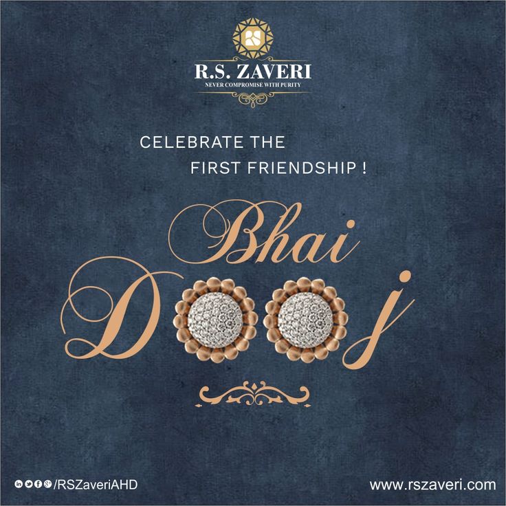 an advertisement for the celebration of bhanj diwali with two round earrings