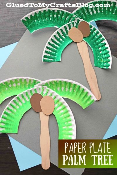 paper plate palm tree craft for kids to make