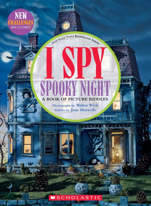 the cover of i spy spooky night, with an image of a blue house