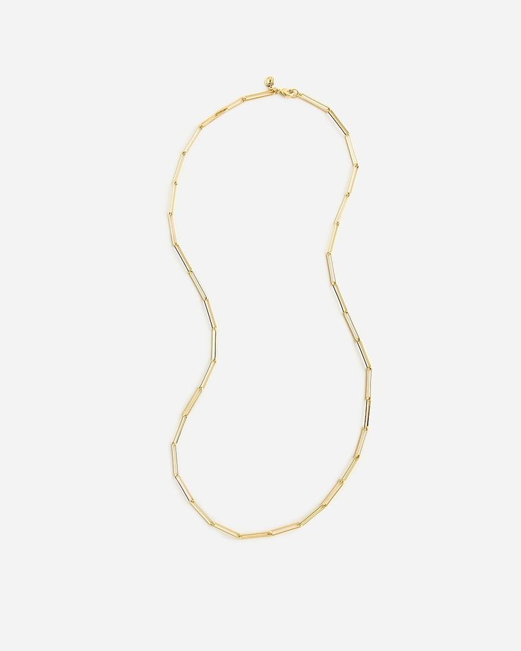 Shop for the Dainty gold-plated paper-clip necklace for women. Find the best selection of women womens-categories-accessories-jewelry-metals available in-stores and on line. Elegant Gold Plated Paperclip Chain Bracelet, Gold-tone Long Minimalist Chain Necklace, Elegant Paperclip Charm Necklaces For Everyday, Chic Gold Paperclip Jewelry, Elegant Everyday Charm Necklaces With Paperclip Chain, Paperclip Chain Necklace As A Gift, Paperclip Necklace With Delicate Chain For Gift, Minimalist Yellow Gold Paperclip Necklace, Minimalist Gold Paperclip Chain Necklace