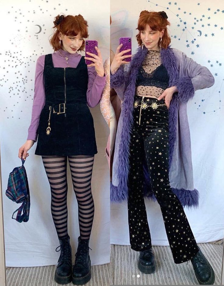 Witchy Birthday Outfit, Fun Goth Outfits, Whimsigoth Fashion With Pants, Witchy Clubbing Outfits, Space Witch Aesthetic Outfit, Amity Halloween Costume, Sandman Inspired Outfits, Witch Outfit Pants, Witchcore Fashion Casual