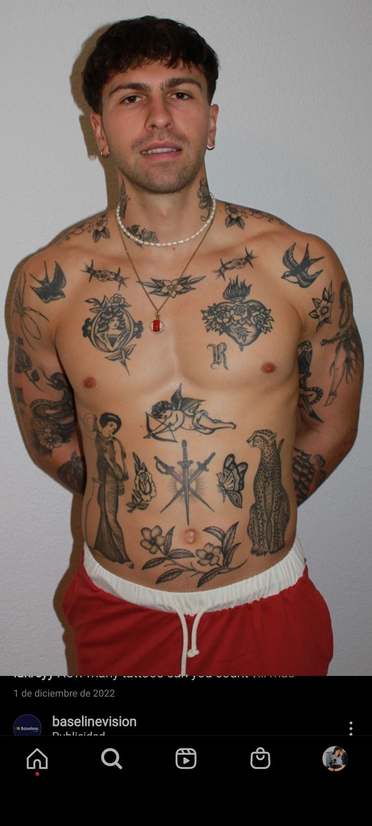 a man with many tattoos on his chest